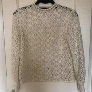 H&M crochet lace sheer Victorian white blouse